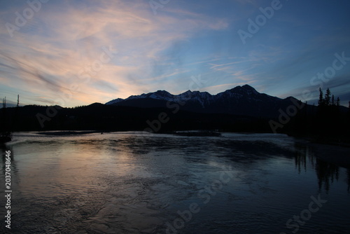 sunset over the mountain, Jasper National Park, Alberta