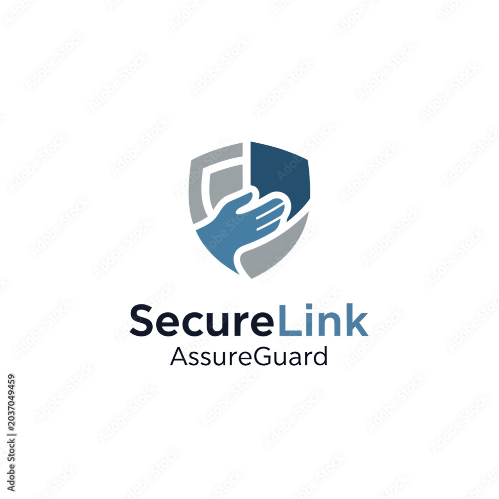 Fototapeta premium Shield emblem with hand providing support concept for protection and safety