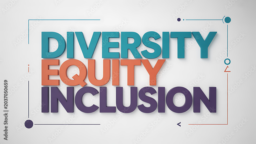 Fototapeta premium Diversity Equity Inclusion Text Design ideal for diverse corporate and commercial use