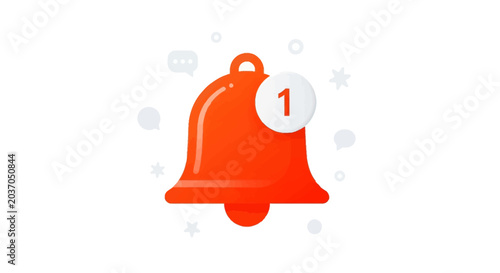 Orange bell icon with a notification indicator on a white background