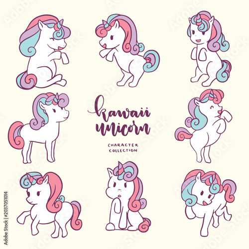 Photos cute unicorn fairytale character illustration