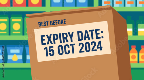 Tableau sur toile Expiry Date Label Closeup on Packaged Food Product in Supermarket