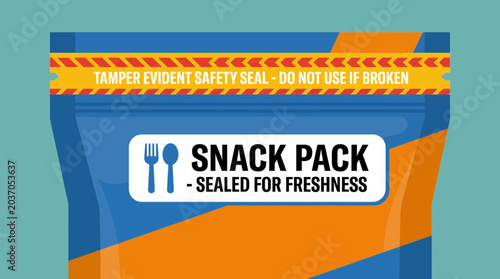 Tableau sur toile Sealed Food Packaging with Tamper Evident Safety Strip Closeup