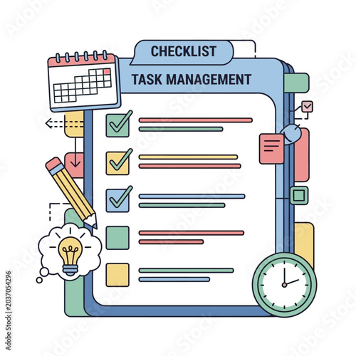 Task management checklist illustration time planning organization and ideas
