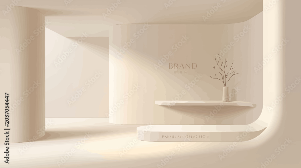 Fototapeta premium A serene interior scene with a minimalist shelf and vase in a bright room