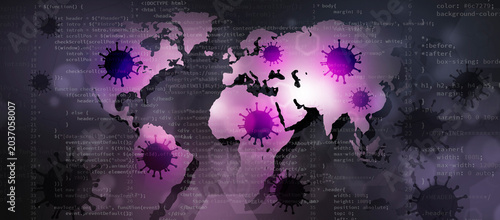 computer virus. digital bug banner