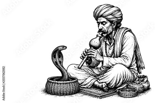 Foto Indian Snake Charmer With His Cobra