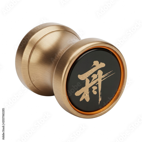 Luxury antique brass knob with chinese calligraphy on black