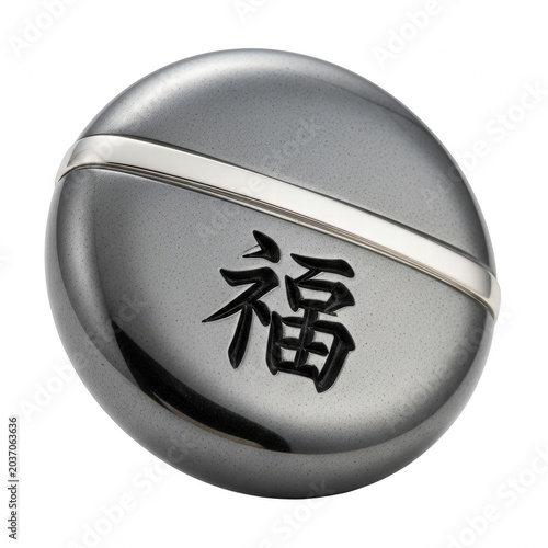 Meditation stone with Chinese character for luck