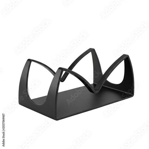 Modern black object holder isolated on black background