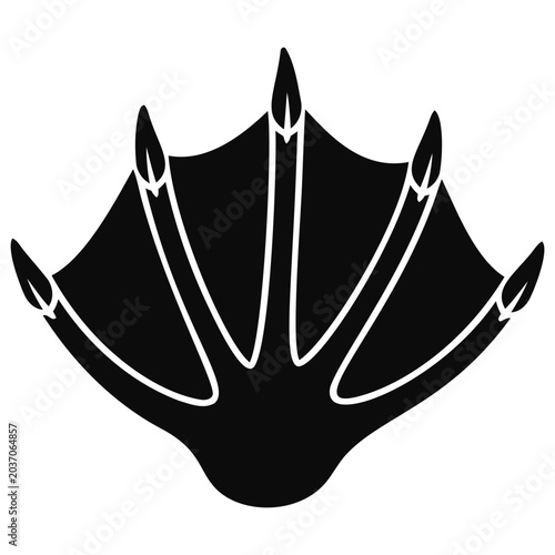 фотографія Silhouette of a webbed animal foot with five toes and sharp claws for aquatic mo