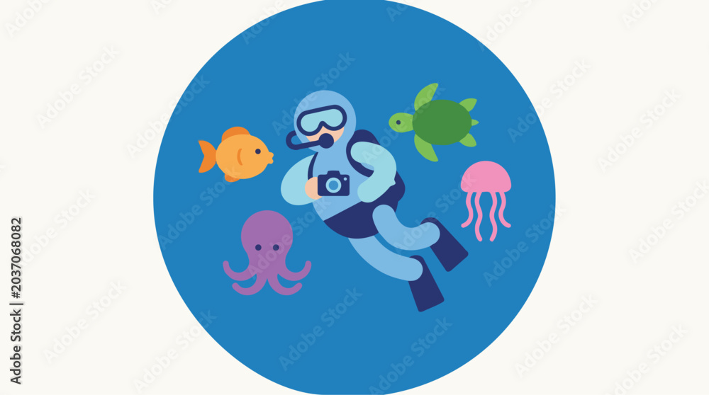 Naklejka premium Explore Our World's Oceans Celebrate Marine Life and Conservation on World Oceans Day