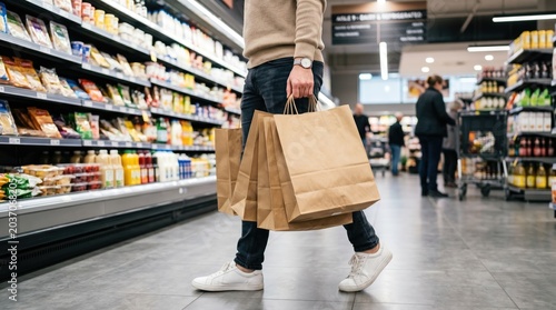 Sustainable Shopping Concept in Modern Grocery Store