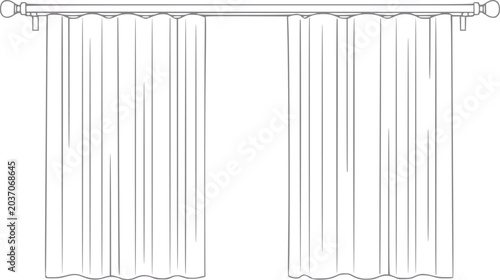Φωτογραφία Simple line of two draped curtains on a rod