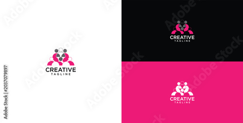 Photography Modern abstract heart logo in vibrant pink, symbolizing interconnectedness, pass