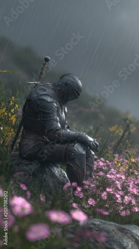 A Silent Warrior Amidst Nature's Beauty: The Journey of Strength and Reflection