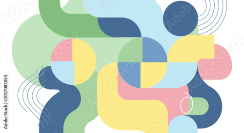 Colorful Abstract Geometric Shapes Background with Modern Pastel Design