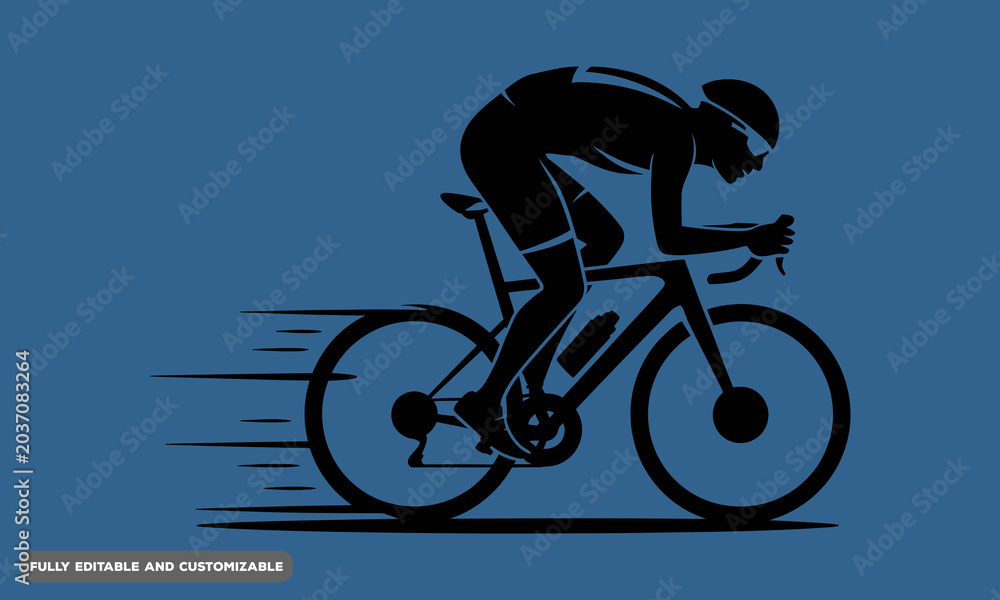 Fototapeta premium Stylized Silhouette of a Professional Cyclist in Motion on a Bicycle with Motion Blur Effects vectors design,fully customized and eddtibel