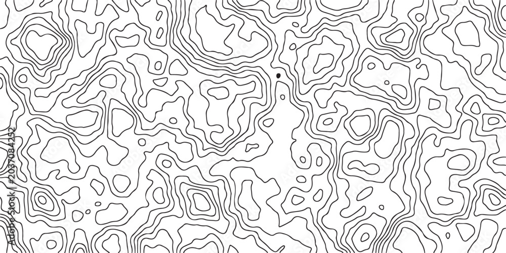 Fototapeta premium Abstract topographic map contour lines pattern background featuring black lines on a white backdrop for seamless cartographic design.