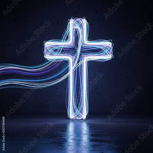 Ethereal Light's Embrace: A Radiant Cross Emerges.