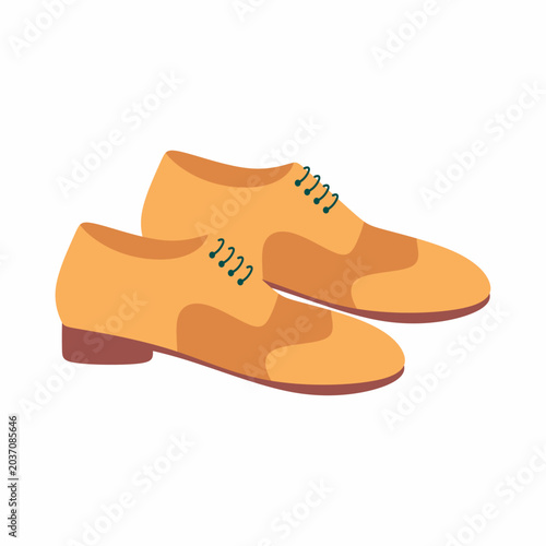Fotografie Vintage male leather shoes vector illustration, retro footwear brogue flat graphic of fashion accessory