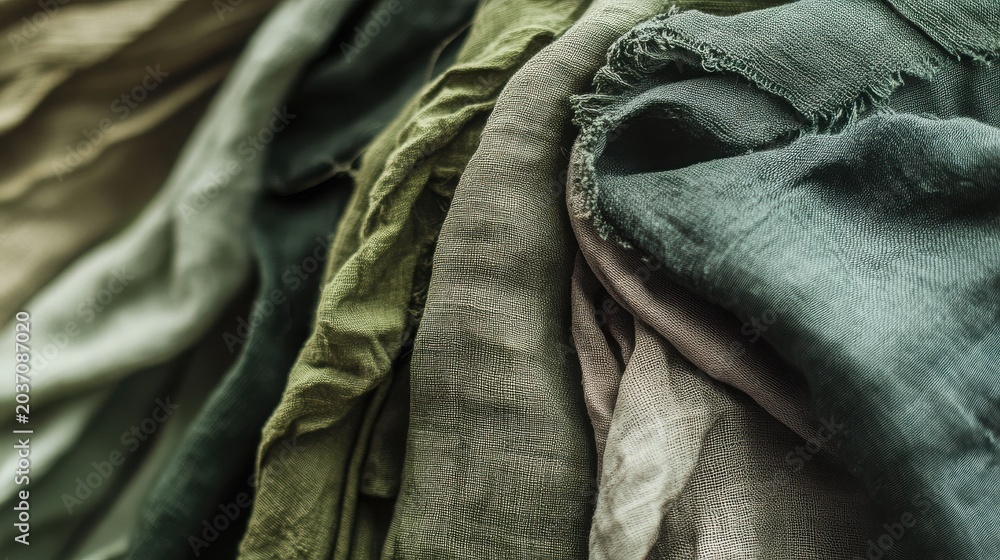 Fototapeta premium Close-up of Sustainable Fashion Fabrics in Earthy Tones