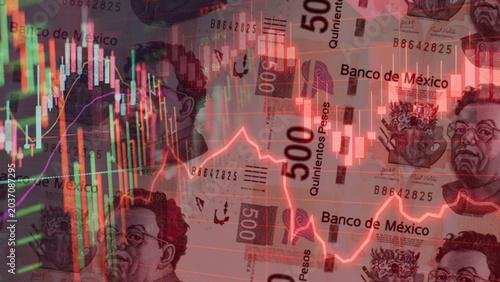 Schilderij op canvas Mexican currency is volatile amidst a turbulent economic, investment, and political landscape