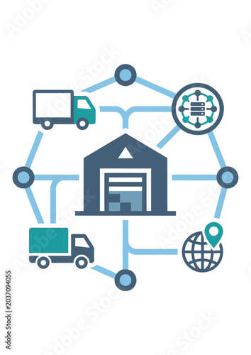 Smart logistics and global supply chain management with warehouse and transportation network