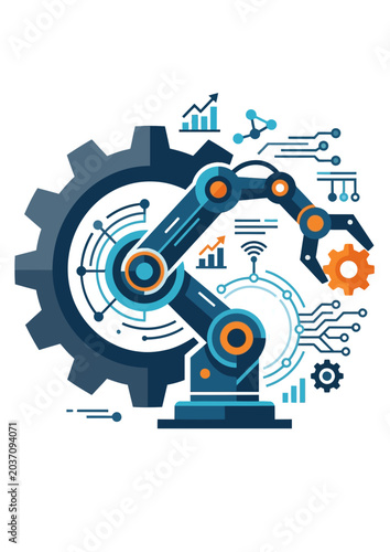 Futuristic industrial automation and smart technology integration in modern manufacturing