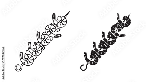 Skewered Shrimp Cocktail On White Background For Food Illustration Concepts