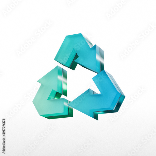 Foto Recycling symbol a three arrow loop rendered as a glossy 3d object on white