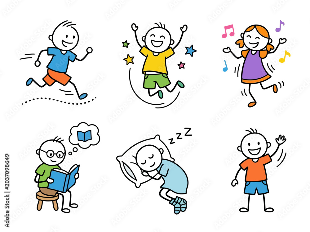 Fototapeta premium Children engaging in various leisure activities at school or home indoors