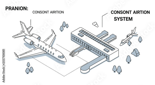 Εκτύπωση καμβά Airline airport system with planes.