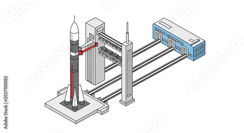Bilde på lerret Industrial rocket assembly line system.