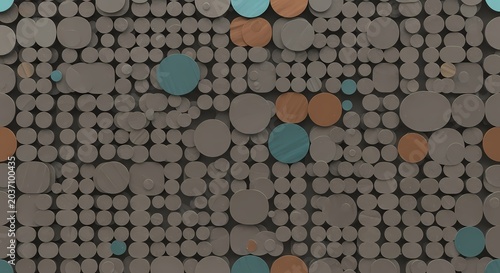 Abstract Circular Pattern: Grayscale, Teal, and Copper Circles