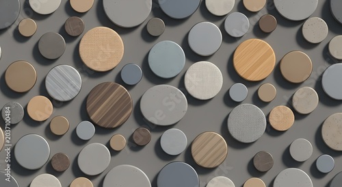 Abstract Circles Pattern: Wood, Stone, Textured Surfaces, Gray Background