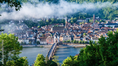 Tableau sur toile Heidelberg Old Town and Old Bridge