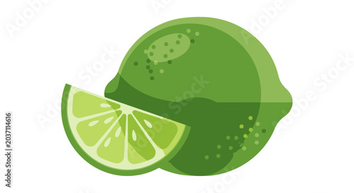 Foto Freshly sliced lime on a white background shows green citrus