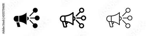 Schilderij op canvas Social media marketing icon with megaphone and sharing connections