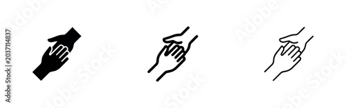 Foto Helping hands and support icon set, symbolizing care, assistance, and community