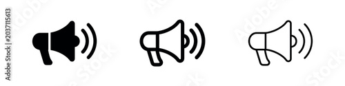 Photos Megaphone and Announcement Icon Set - Public Address Symbol for Communication an