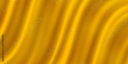 Schilderij op canvas Gold Foil Texture Abstract Shiny Wavy Silk Fabric Background