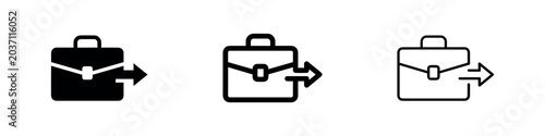 Quadro em tela Briefcase with outgoing arrow icons: solid black, detailed outline, and simple o