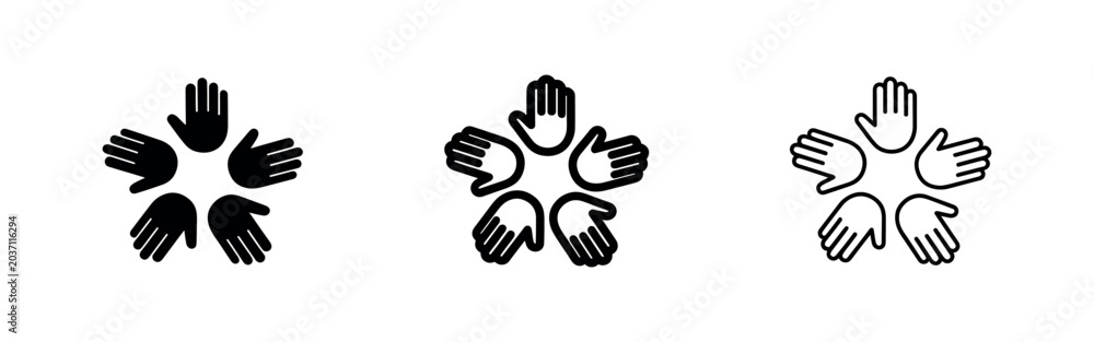 Fototapeta premium Hands in circle icon. Black and white versions.