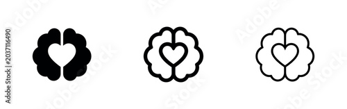 Photos Brain with heart icon, love and wisdom symbols