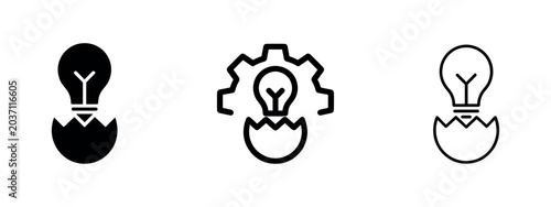 Bild auf Leinwand Idea Bulb in Egg Icon Set