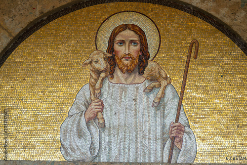 Mosaic of Jesus the Good Shepherd.