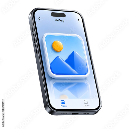 Mobile Photo Gallery Application Isolated on White Background