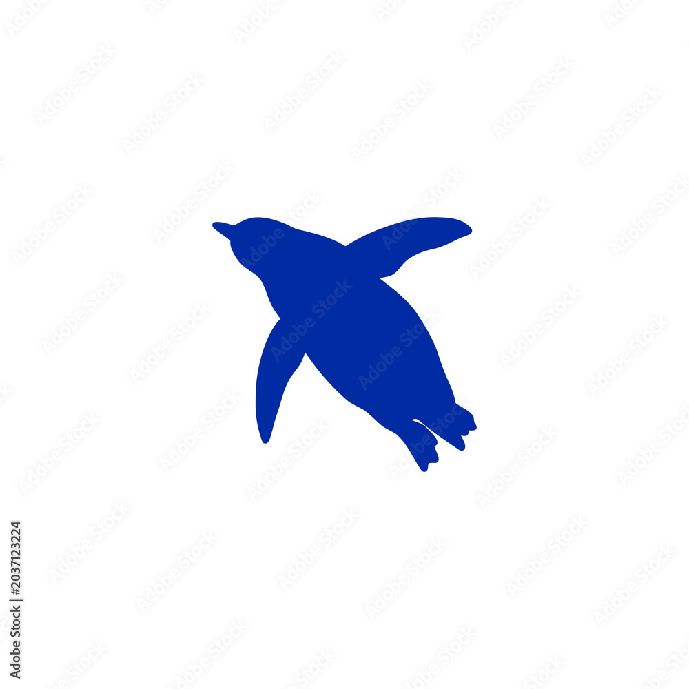 Fototapeta premium Blue Penguin Silhouette Icon for Wildlife and Nature
