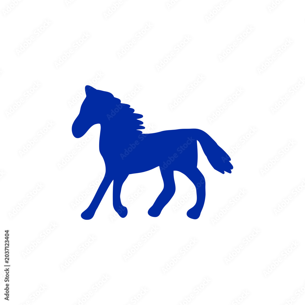 Fototapeta premium Blue Horse Silhouette Icon for Equestrian and Animal Concepts